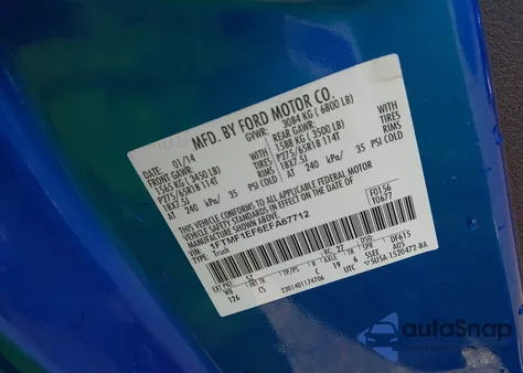 2014 Ford F-150 Stx из США, поврежденный, VIN 1FTMF1EF6EFA67712